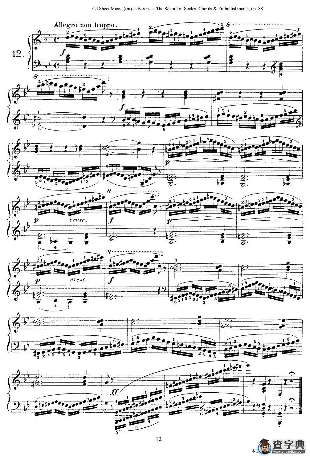 贝伦斯28首钢琴（和弦及装饰音）练习曲（11—15）