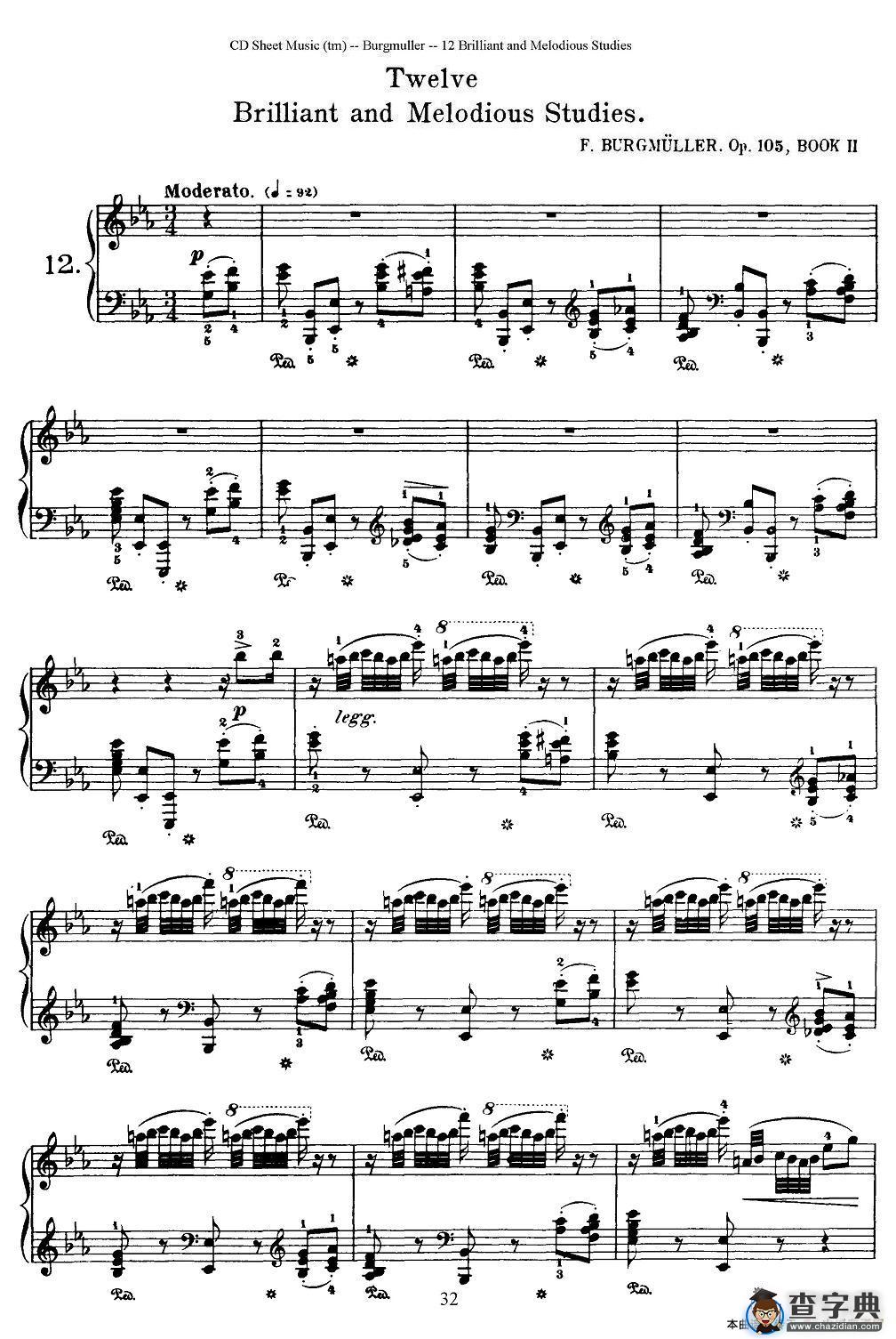 Burgmuller - 12 Brillian and Melodious Studies（12）钢琴谱