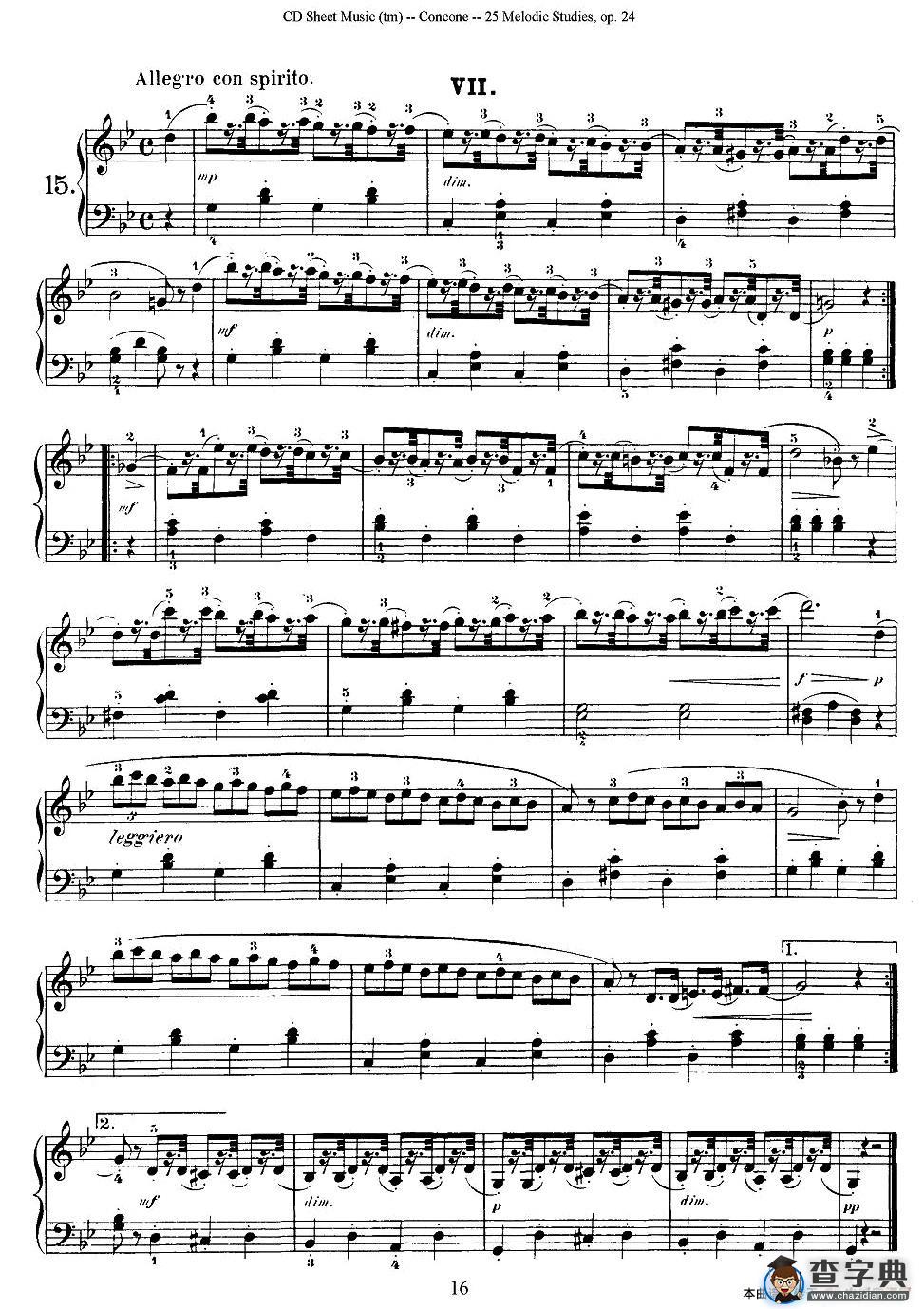 Concone - 25 Melodic Studies easy and progressive（11—15）钢琴谱