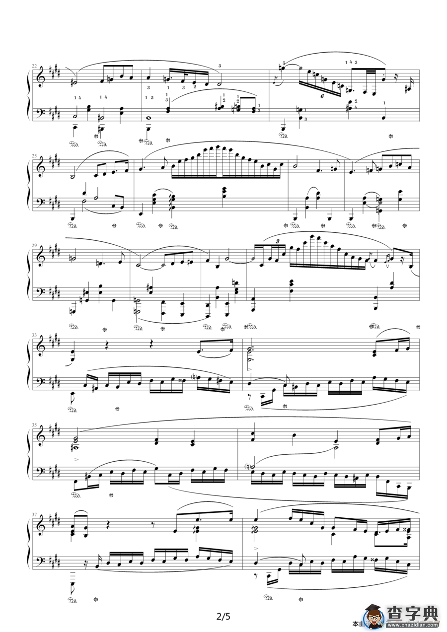 E大调夜曲，Op.62,No.2（肖邦第18号夜曲）钢琴谱