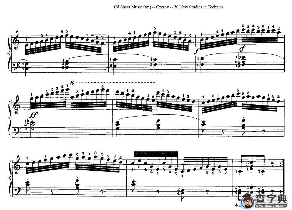 Czerny - 30 New Studies - 8（车尔尼Op849 - 30首练习曲）钢琴谱