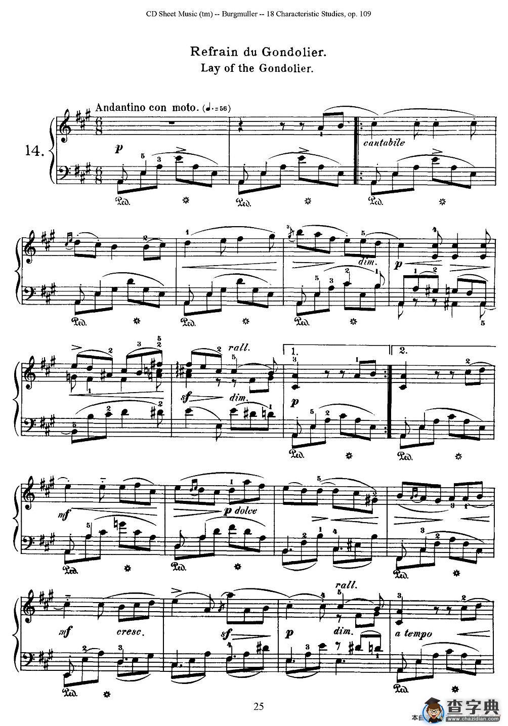 Burgmuller - 18 Characteristic Studies（14）钢琴谱