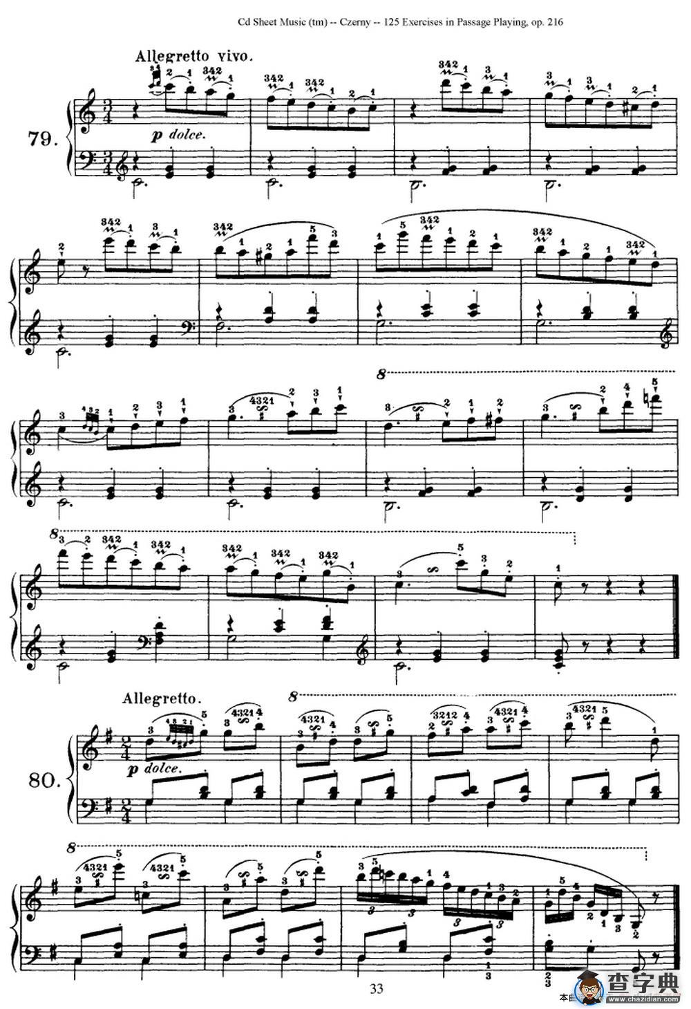 125 Exercises in Passage Playing Op.261（车尔尼125首钢琴短乐句练习曲（79——94）钢琴谱