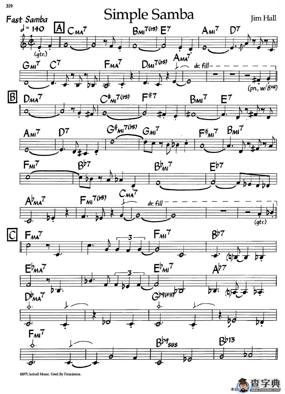 Simple Samba（爵士钢琴曲）钢琴谱