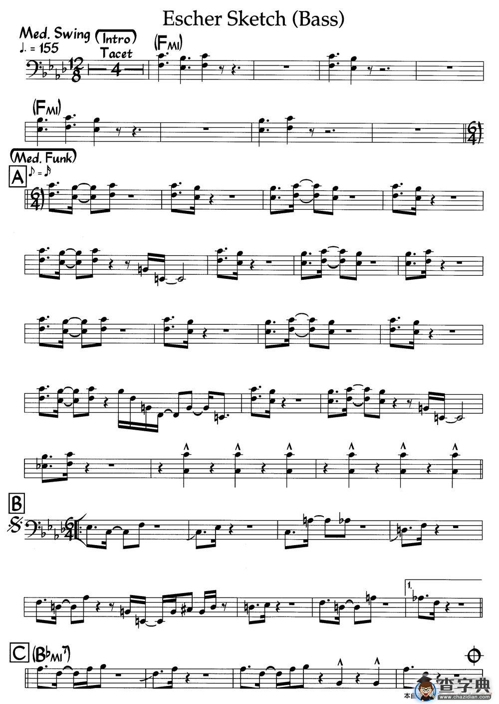 Escher Sketch(Bass)（爵士钢琴曲）钢琴谱
