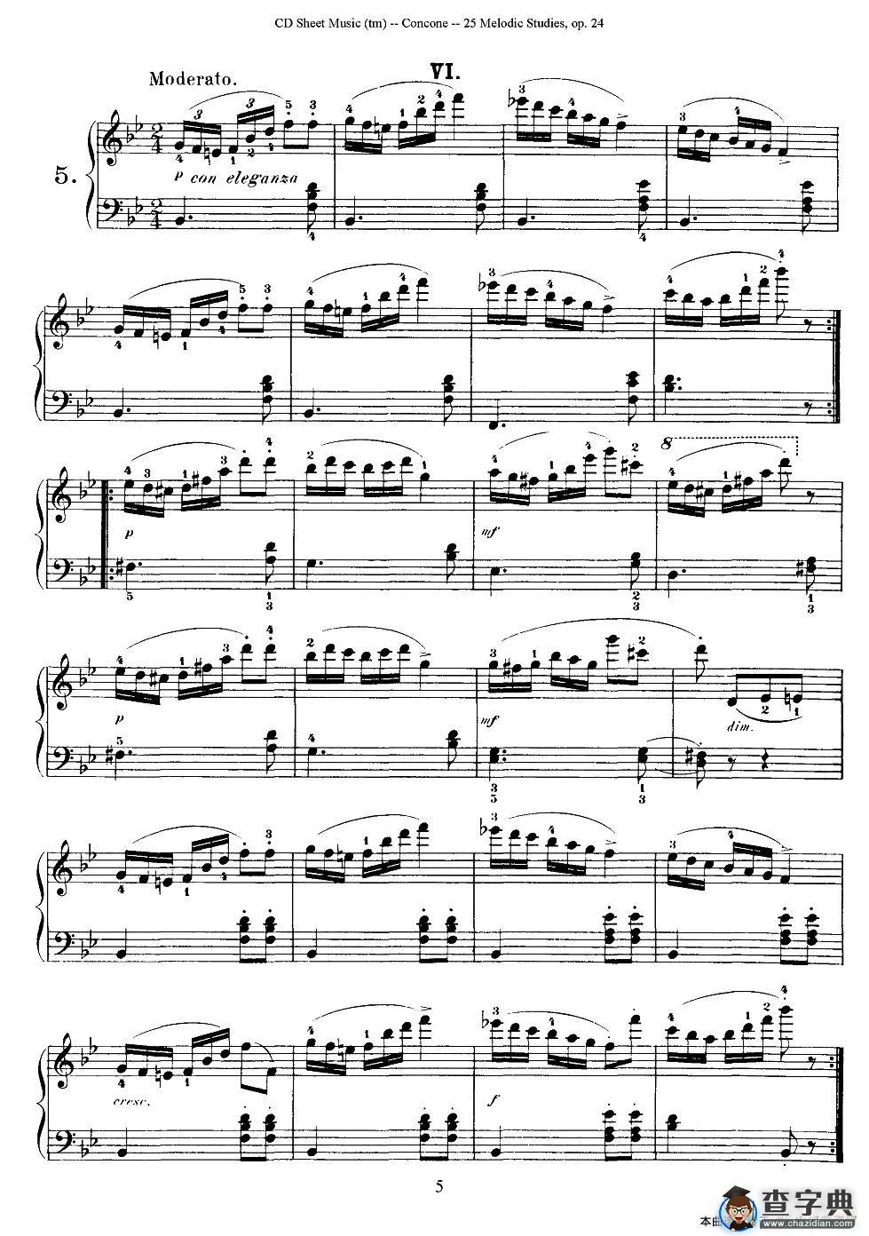 Concone - 25 Melodic Studies easy and progressive（1—5）钢琴谱