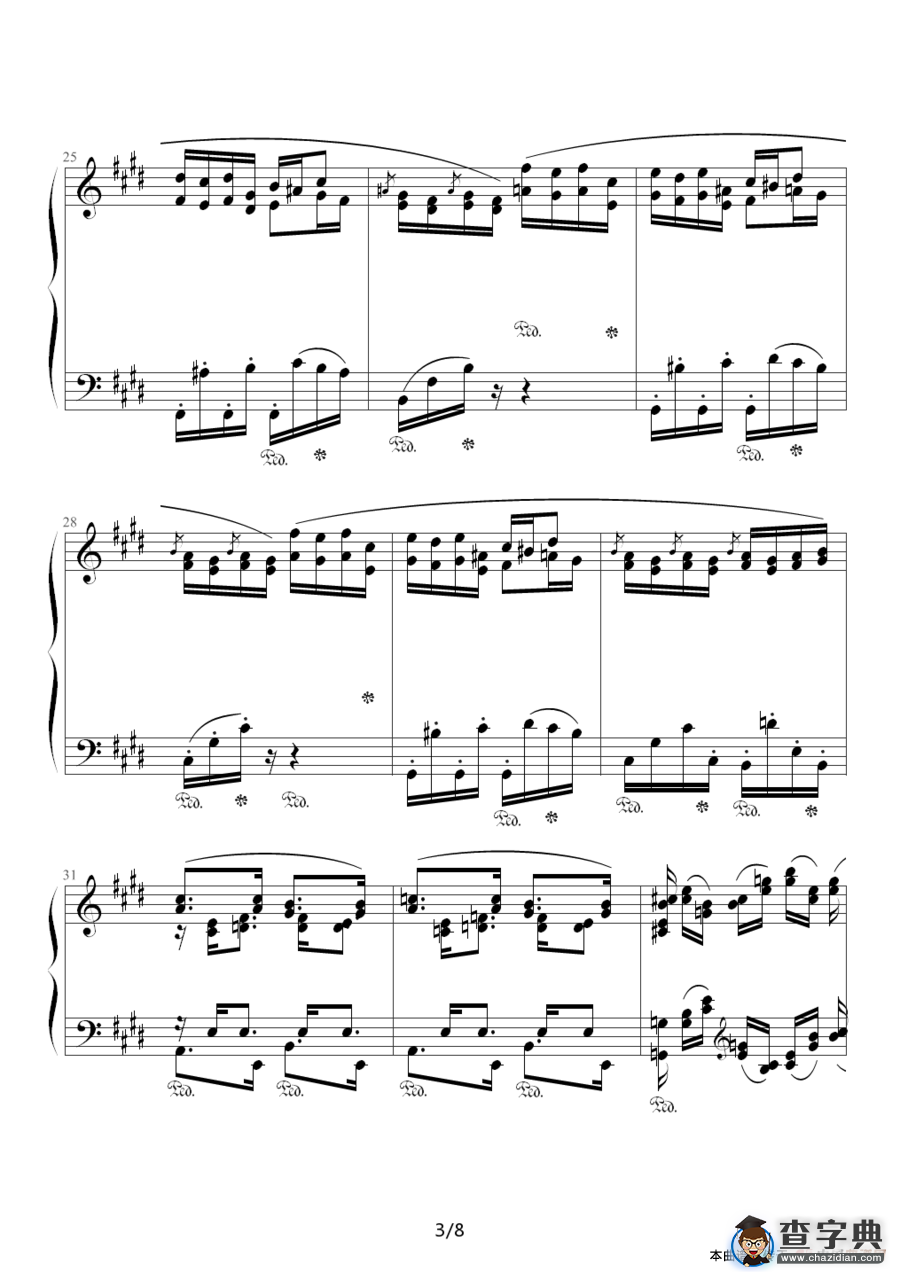 Chopin.肖邦 练习曲 Op.10 No.3 离别曲钢琴谱
