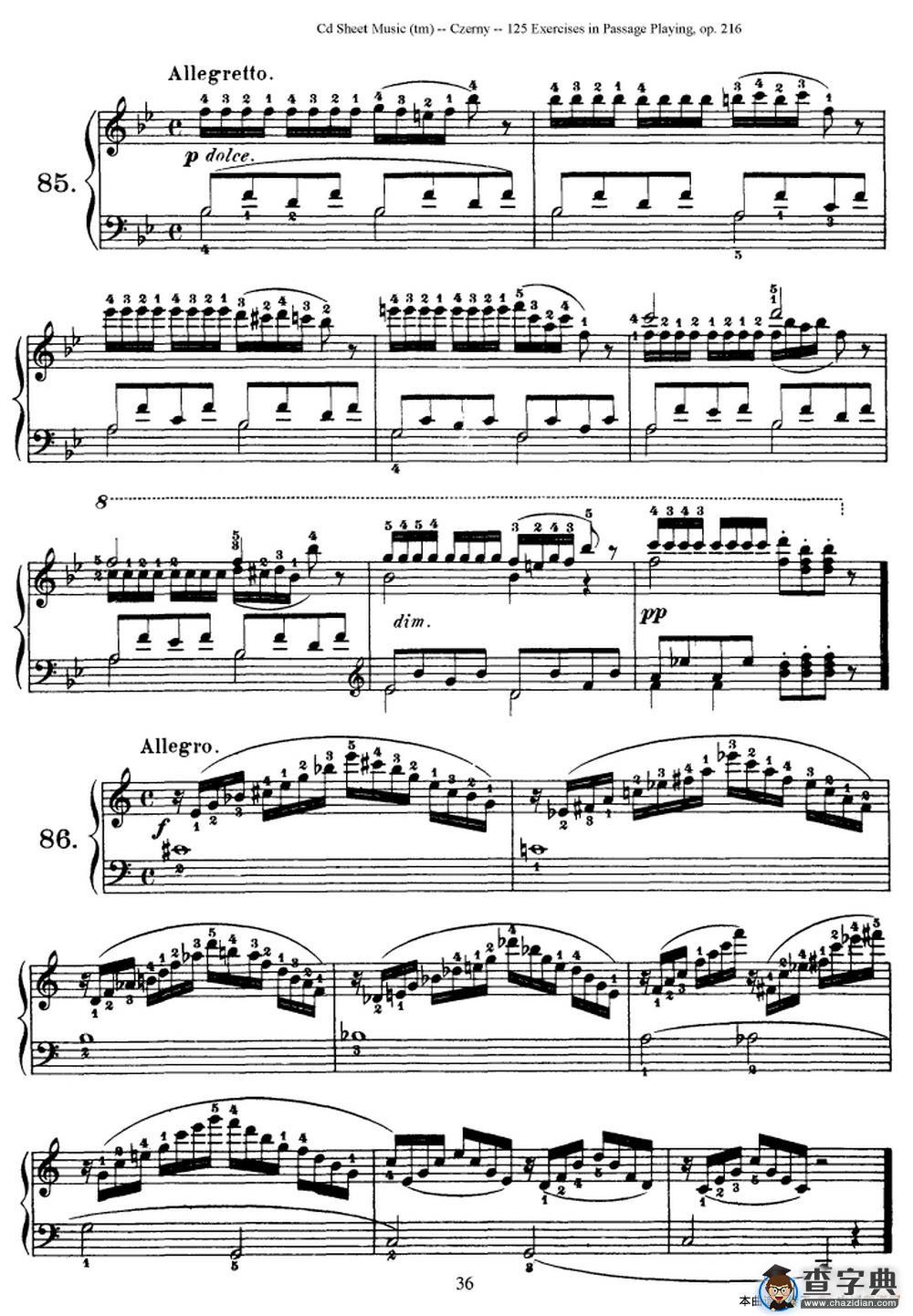 125 Exercises in Passage Playing Op.261（车尔尼125首钢琴短乐句练习曲（79——94）钢琴谱