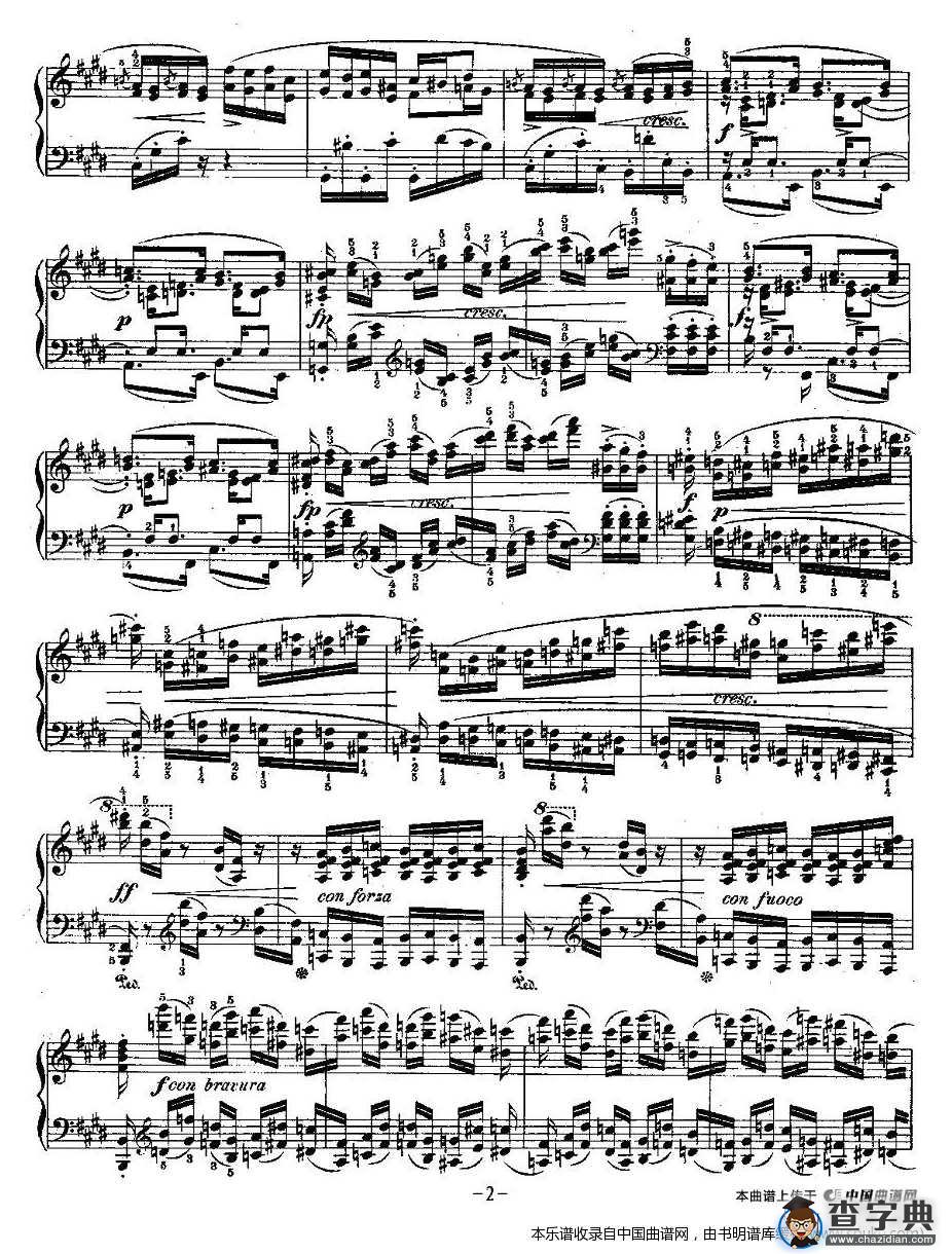 肖邦钢琴练习曲，Op.10之三钢琴谱