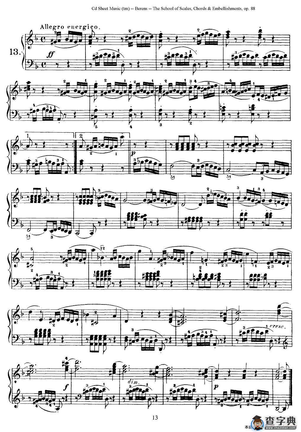 贝伦斯28首钢琴（和弦及装饰音）练习曲（11—15）钢琴谱