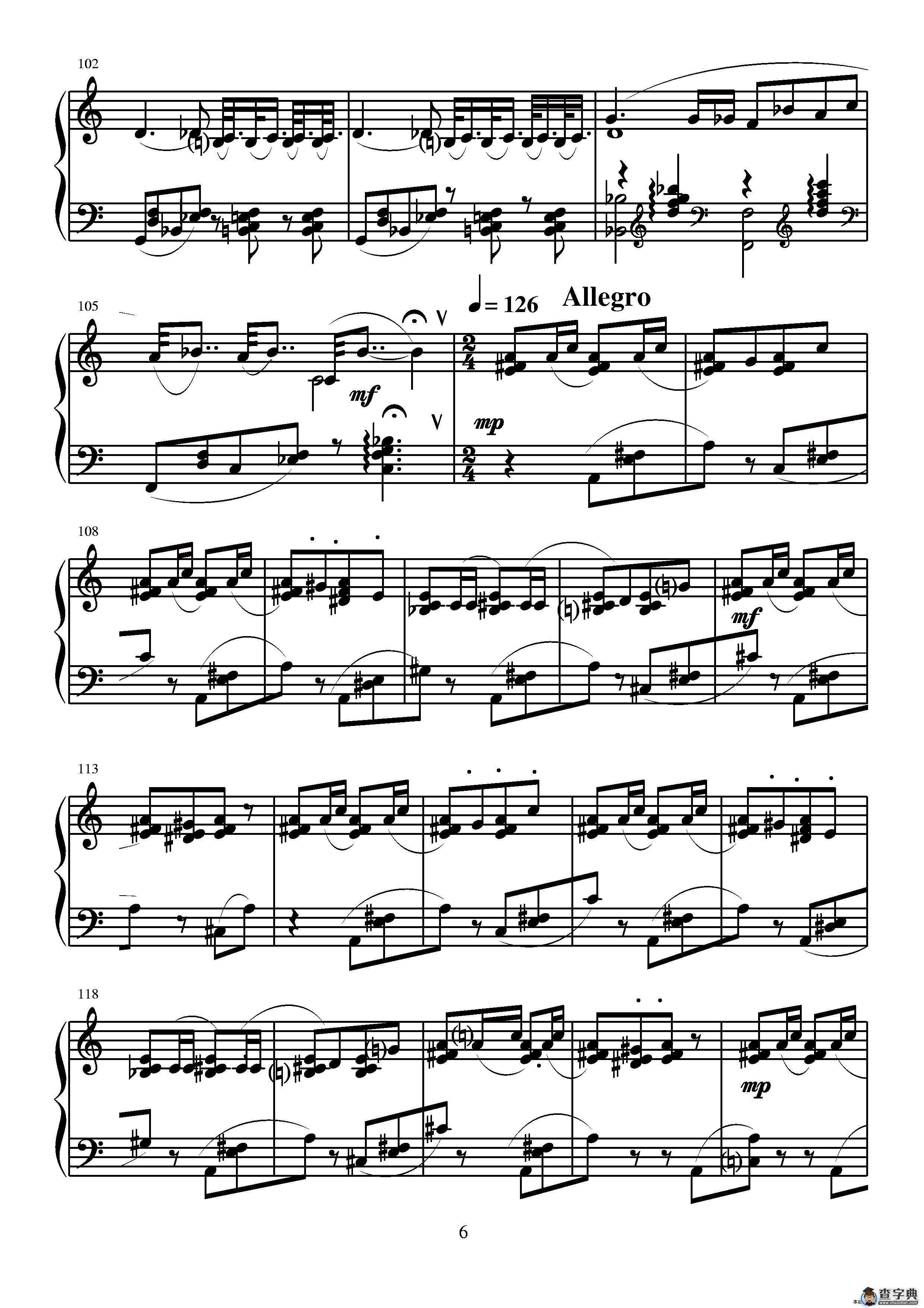 第四钢琴奏鸣曲（第三乐章）简谱