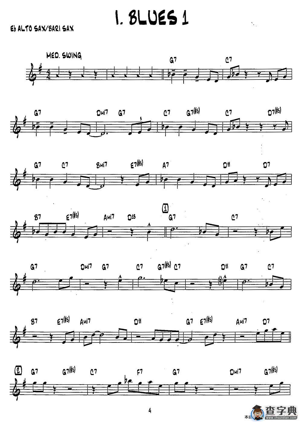 BLUES1（15首爵士练习曲之1）萨克斯谱