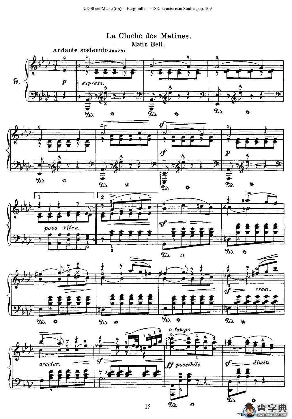 Burgmuller - 18 Characteristic Studies（9）钢琴谱