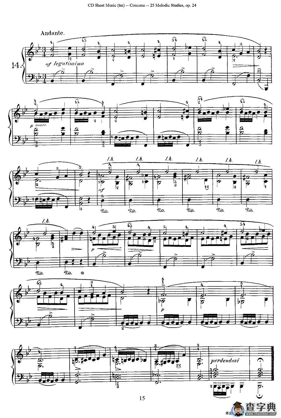 Concone - 25 Melodic Studies easy and progressive（11—15）钢琴谱