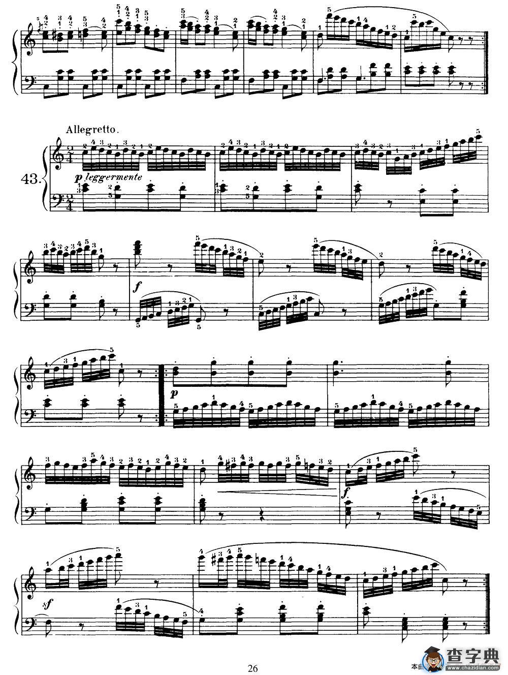 One Hundred and Ten Easy and Progressive Exercises Op.453（车尔尼110首简易练习曲 41——51）钢琴谱