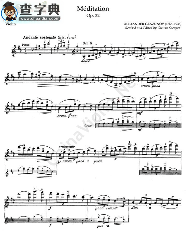 glazunov格拉祖诺夫《meditation》op.32小提琴谱