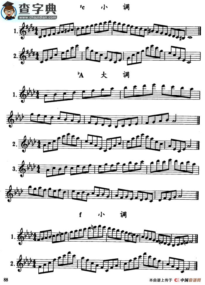 e大调、#c小调、ba大调、f小调、半音阶及3首练习曲萨克斯谱