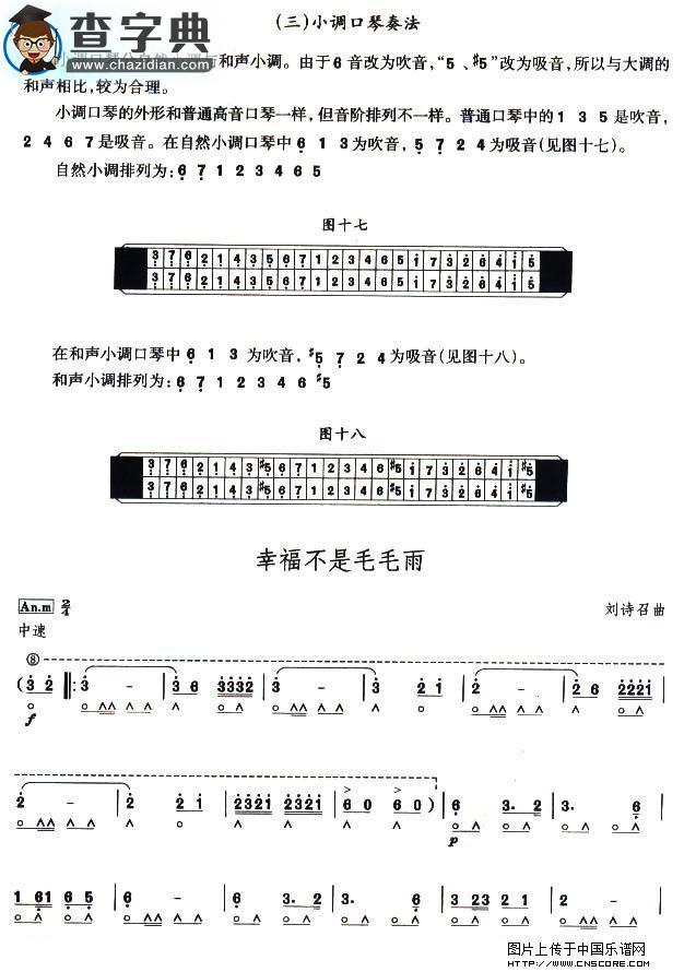 考级九级曲目：幸福不是毛毛雨口琴谱