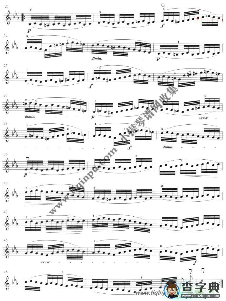 顿特二十四首练习曲op.37（1）小提琴曲谱