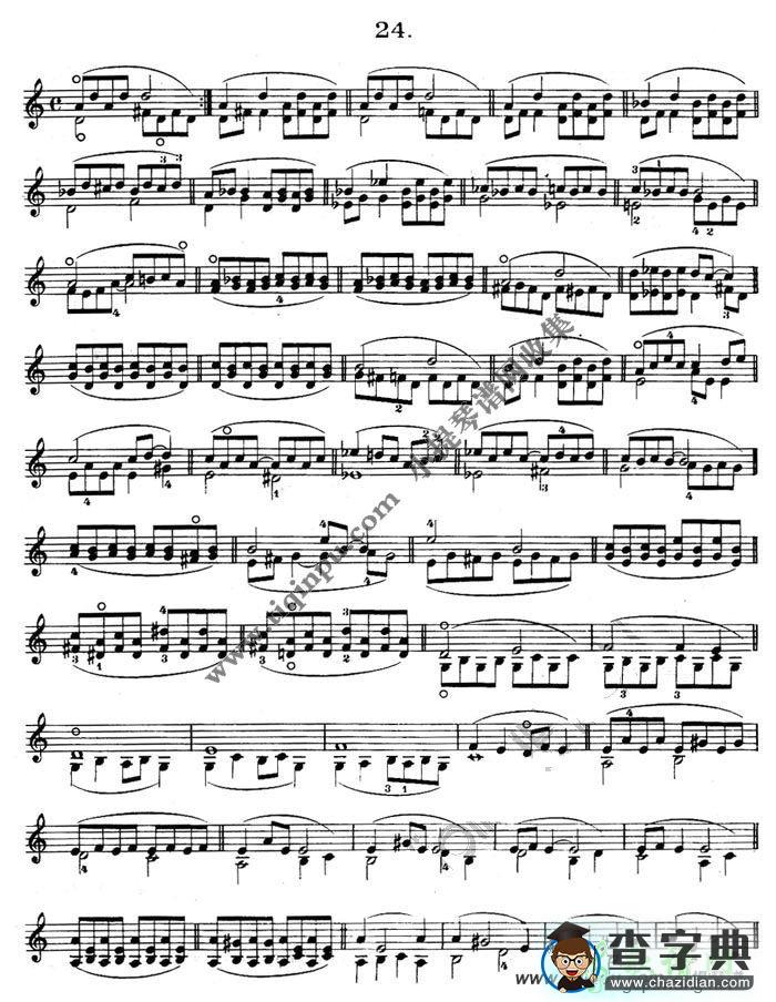 《舍夫契克》左手技巧练习第24课小提琴谱