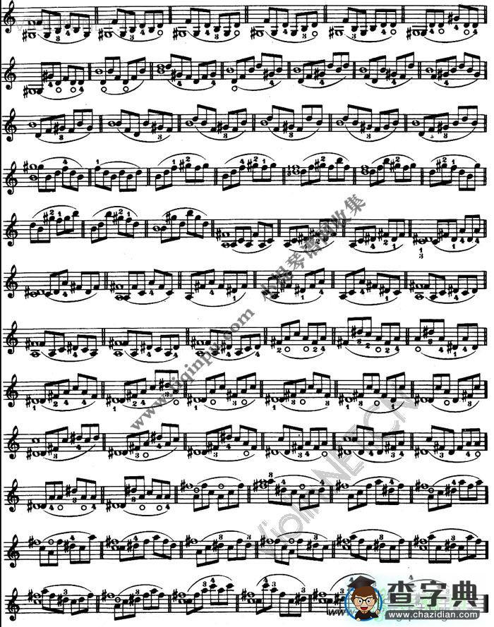 《舍夫契克》左手技巧练习第20课小提琴曲谱