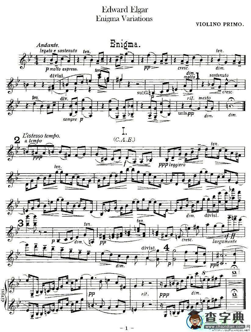 Edward Elgar Enigma Variations小提琴谱