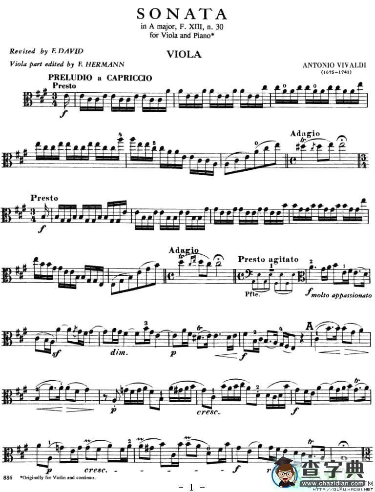 SONATA in A Major小提琴谱