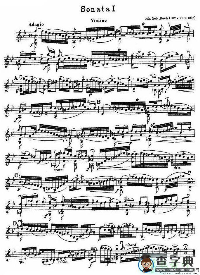 Sonata I小提琴谱