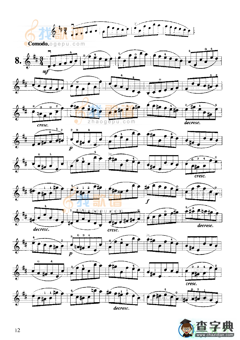 开塞小提琴练习曲36首8小提琴谱