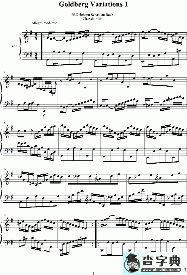 Goldberg Variations钢琴谱五线谱