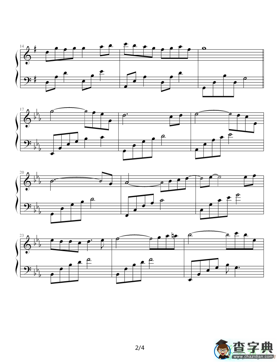 Intro 一月钢琴谱五线谱