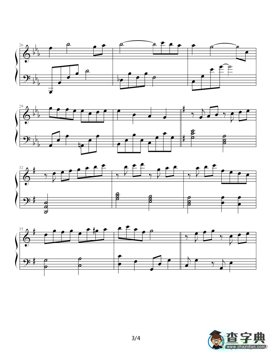 Intro 一月钢琴谱五线谱