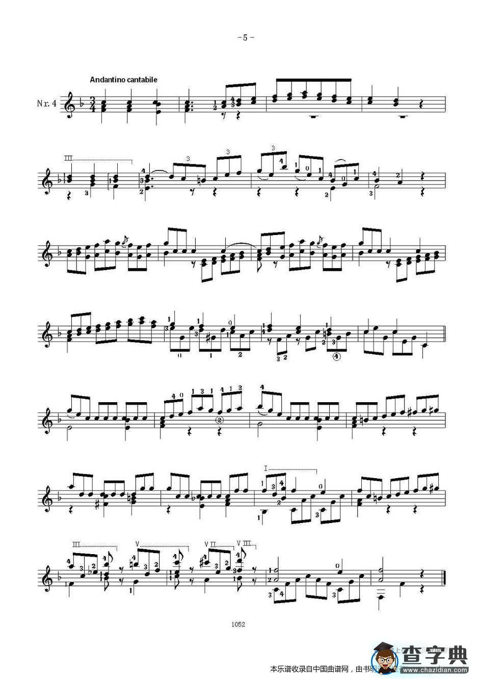 索尔·克斯特26首练习曲之1——5吉他谱