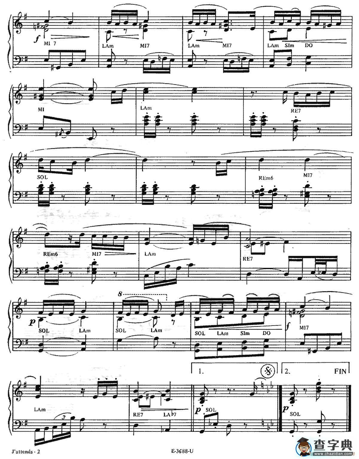 Piazzolla合集：10、JAttends手风琴谱/简谱