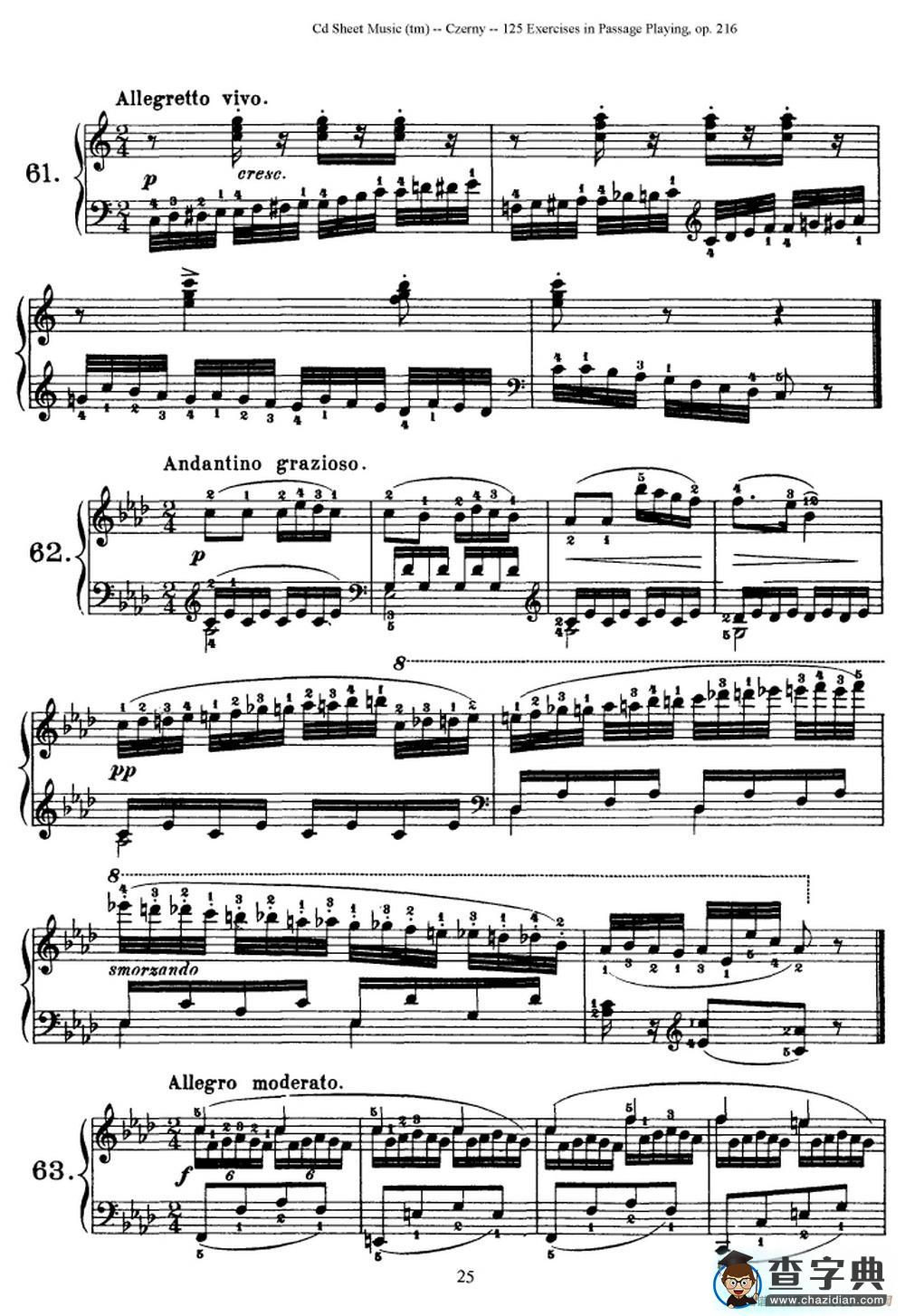 125 Exercises in Passage Playing Op.261（车尔尼125首钢琴短乐句练习曲（61——78））钢琴谱