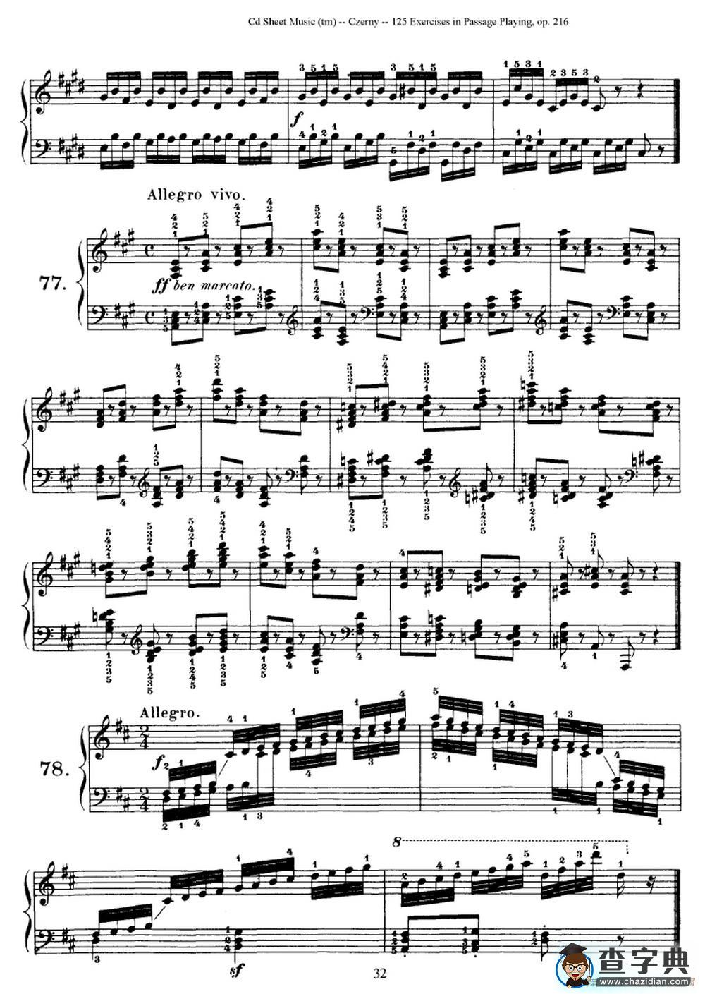 125 Exercises in Passage Playing Op.261（车尔尼125首钢琴短乐句练习曲（61——78））钢琴谱