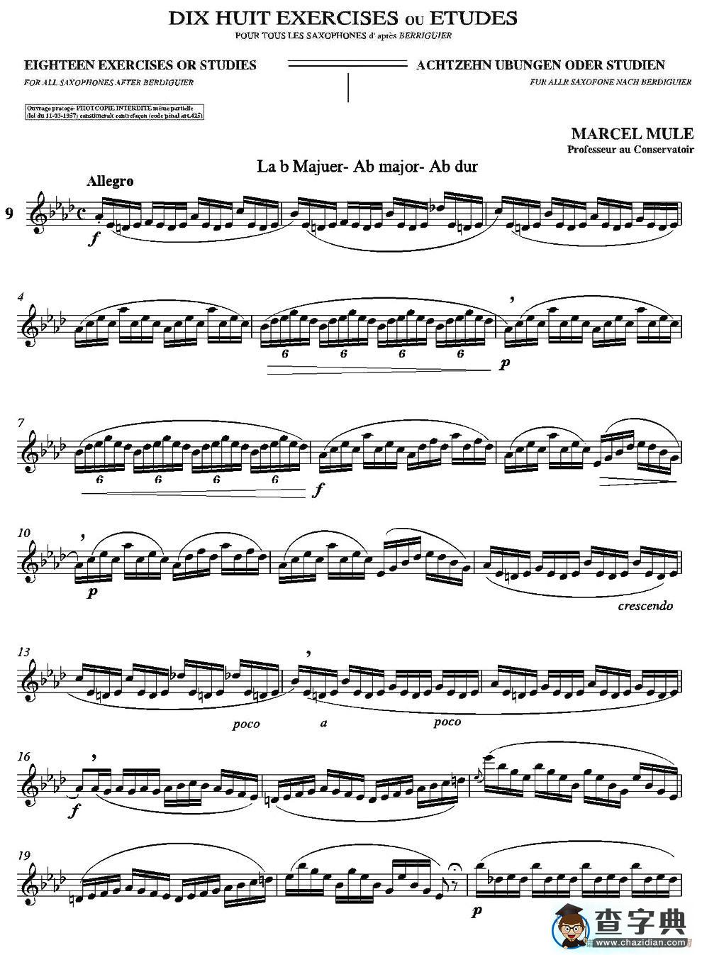 18 Exercicios ou Estudos de Marcel Mule - Enelruy Lira（马瑟·穆勒18首练习曲—9）萨克斯谱