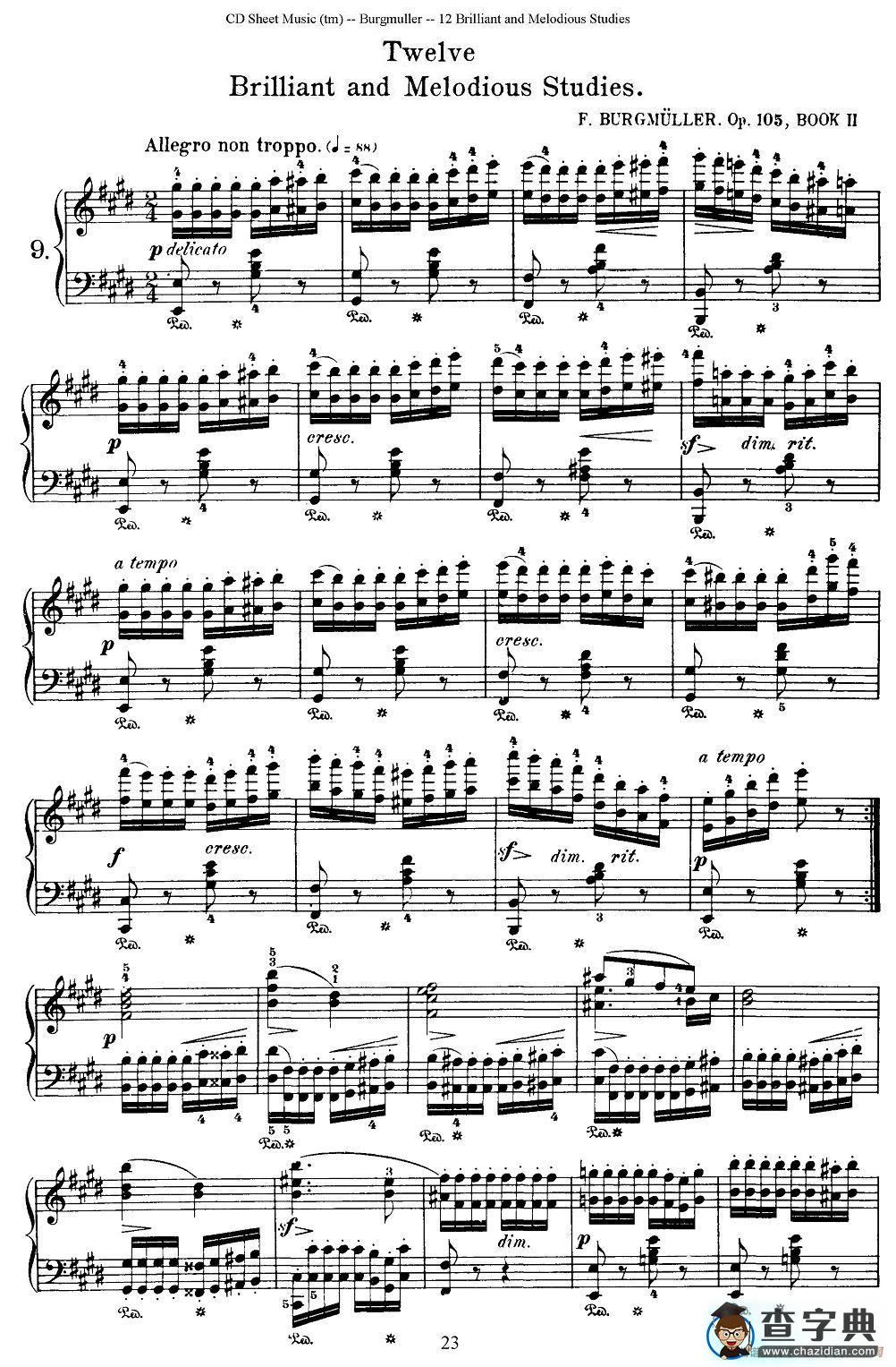 Burgmuller - 12 Brillian and Melodious Studies（9）钢琴谱