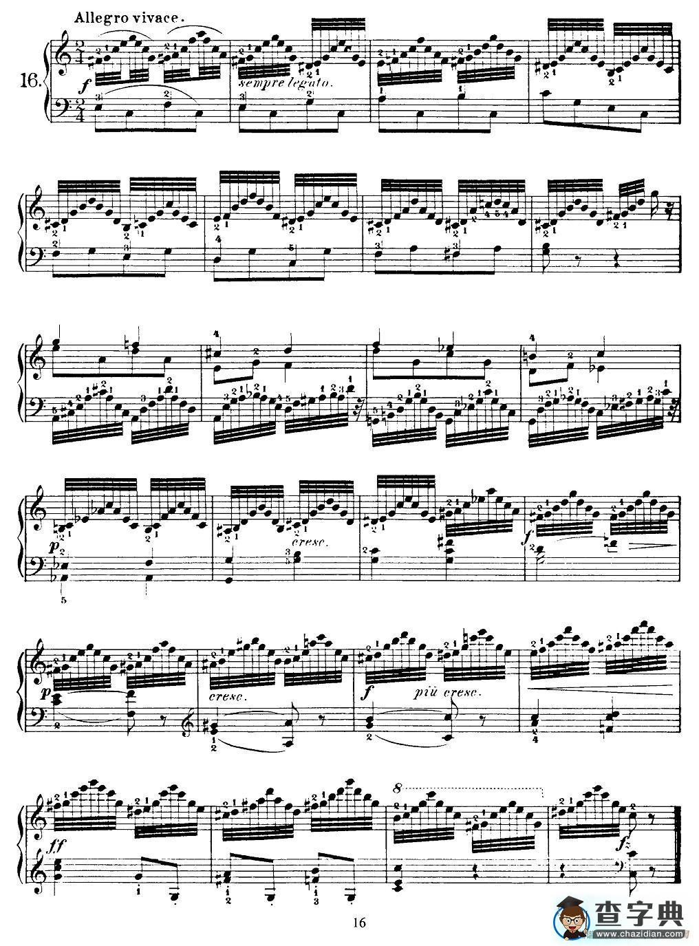 贝伦斯28首钢琴（和弦及装饰音）练习曲（16—20）钢琴谱