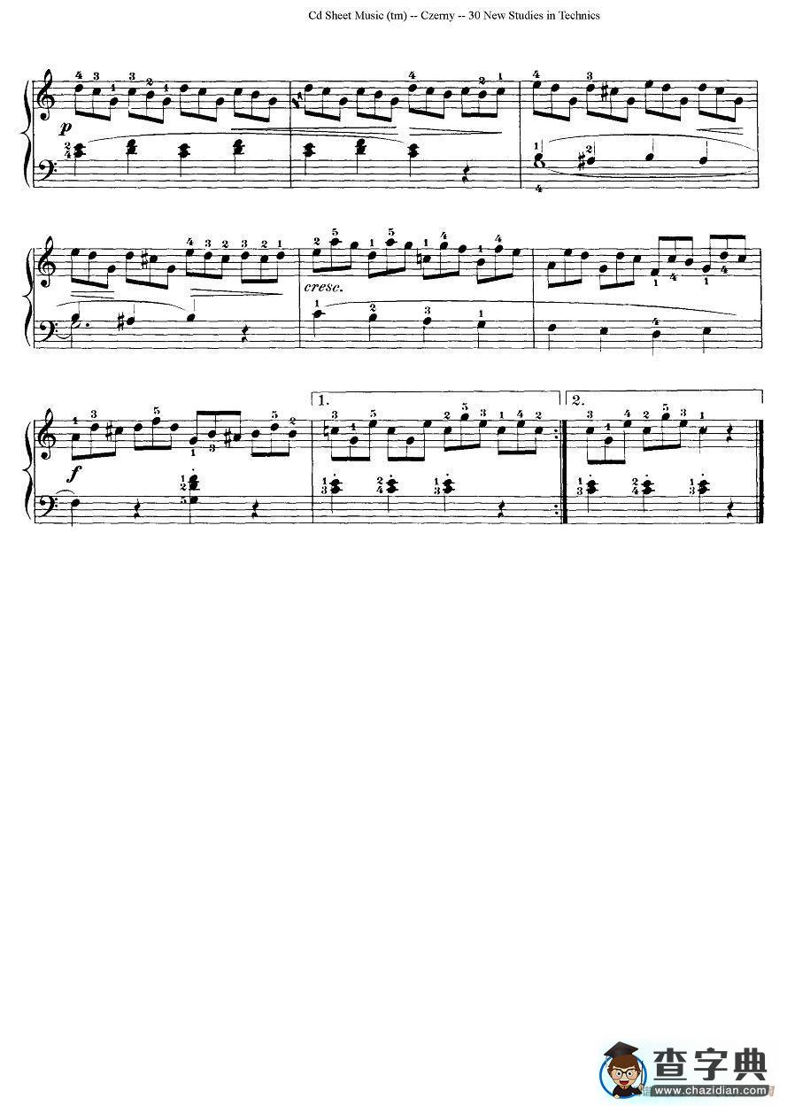 Czerny - 30 New Studies - 3（车尔尼Op849 - 30首练习曲）钢琴谱
