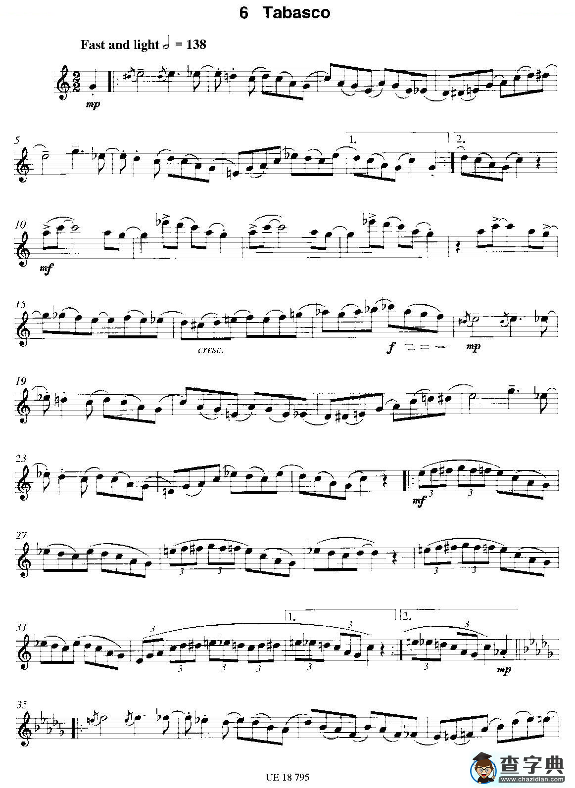 Tabasco（12首现代风格练习曲之6）萨克斯谱