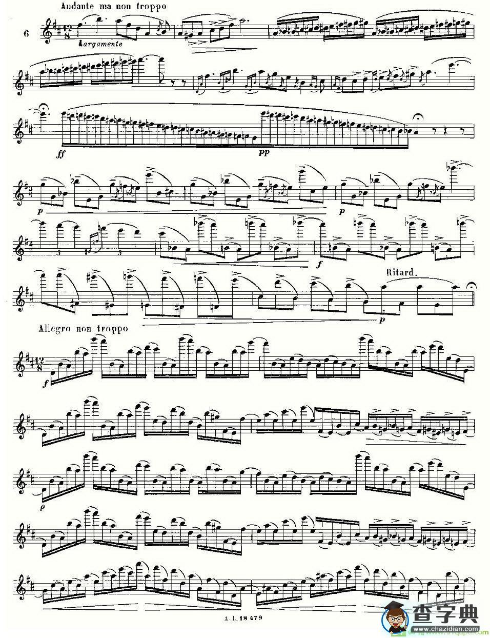 基于维尼亚夫斯基练习曲的10首长笛练习曲之6长笛谱(莫伊斯Moyse作曲)