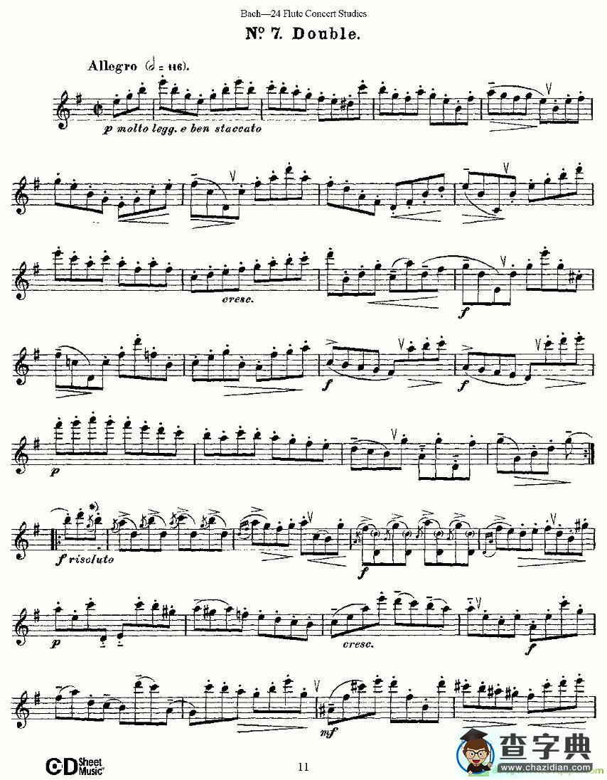Bach-24 Flutc Concert Studies 之6—10长笛谱(Bach（巴赫）作曲)
