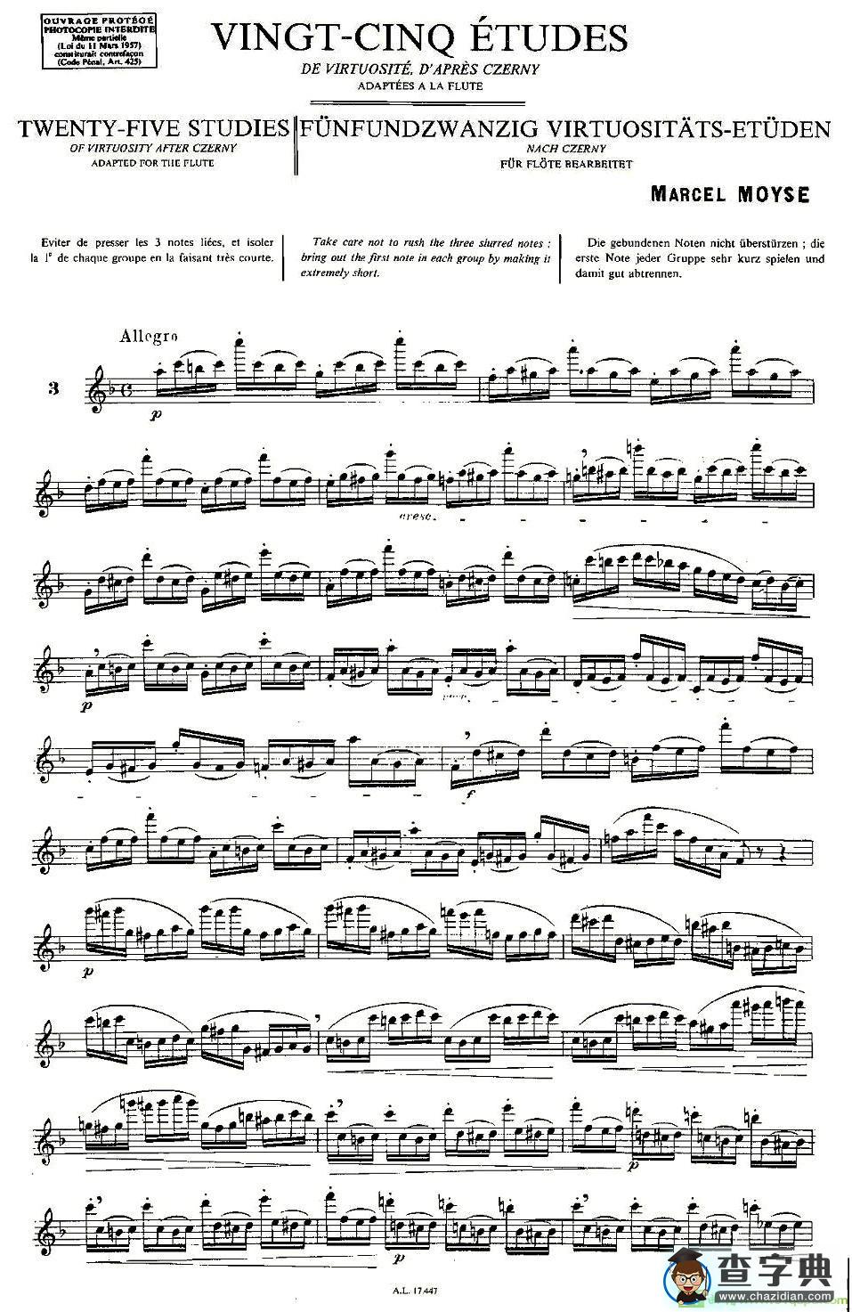 Moyse - 25 Studies after Czerny flute  [3]长笛谱(Moyse作曲)