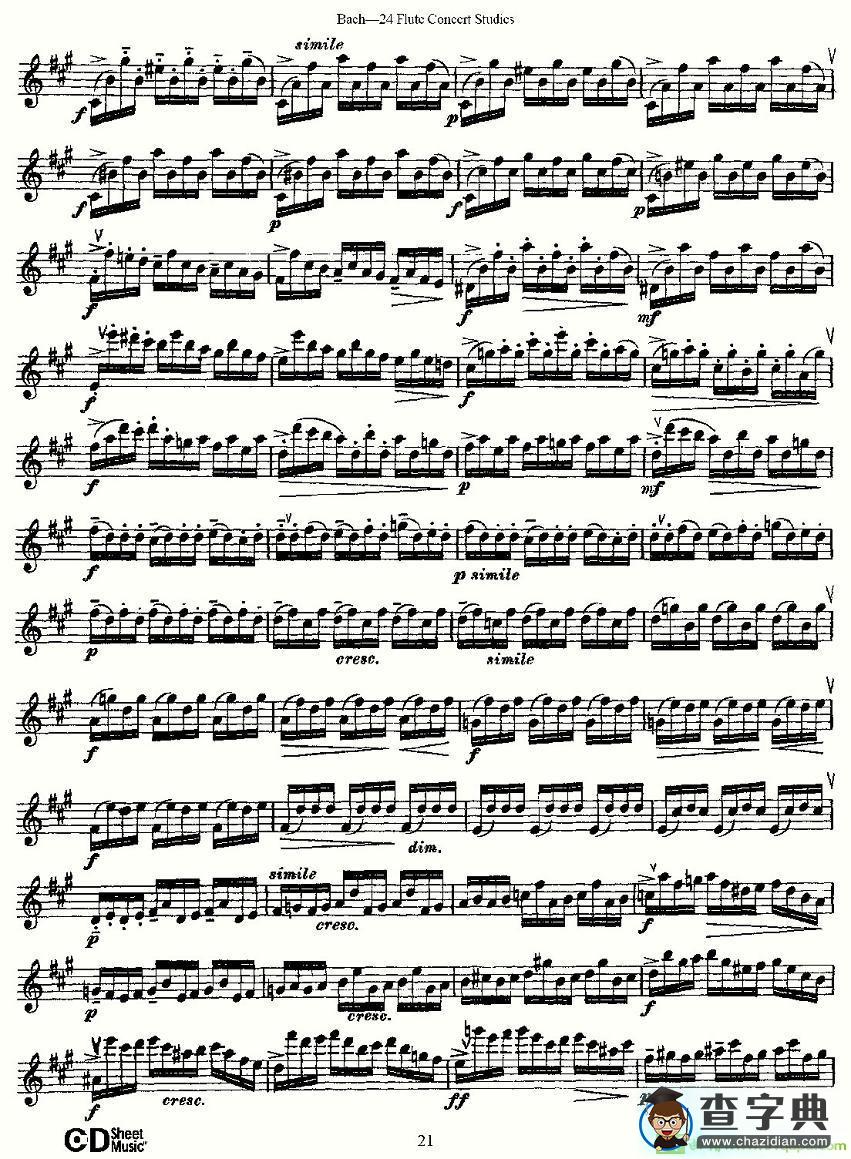 Bach-24 Flutc Concert Studies 之11—15长笛谱(Bach（巴赫）作曲)