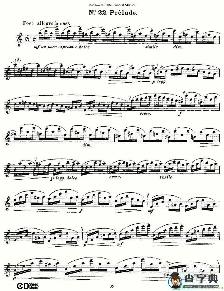 Bach-24 Flutc Concert Studies 之20—24长笛谱(Bach（巴赫）作曲)