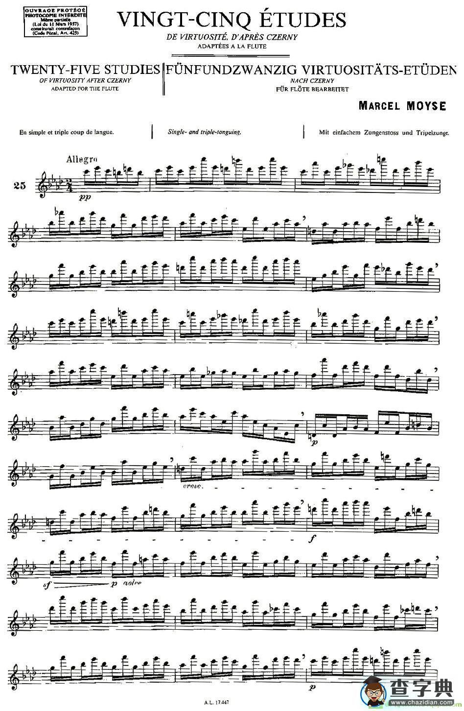 Moyse - 25 Studies after Czerny flute 之25长笛谱(Moyse作曲)