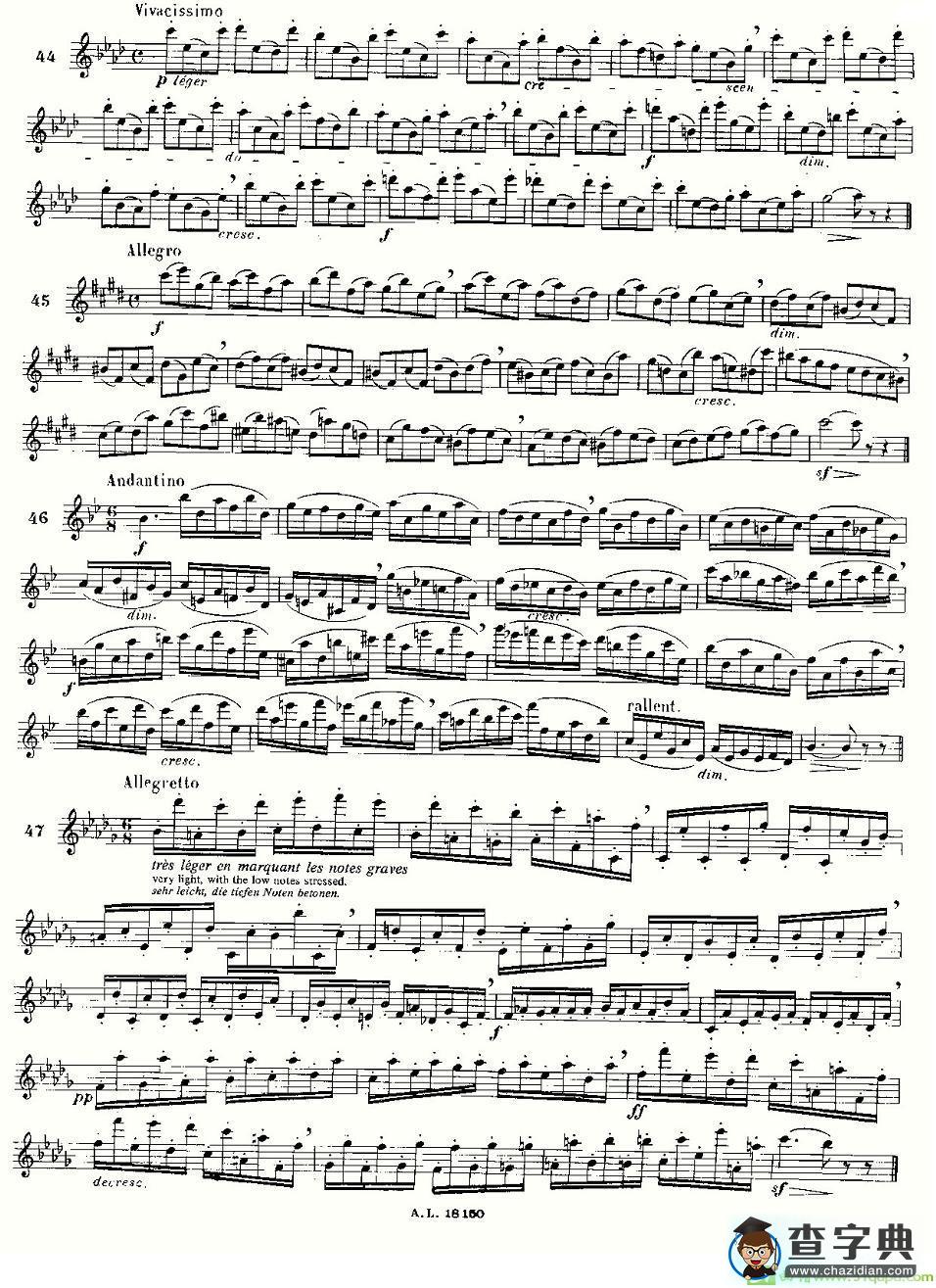 简易音阶练习100首之37-49长笛谱(莫伊斯Moyse作曲)
