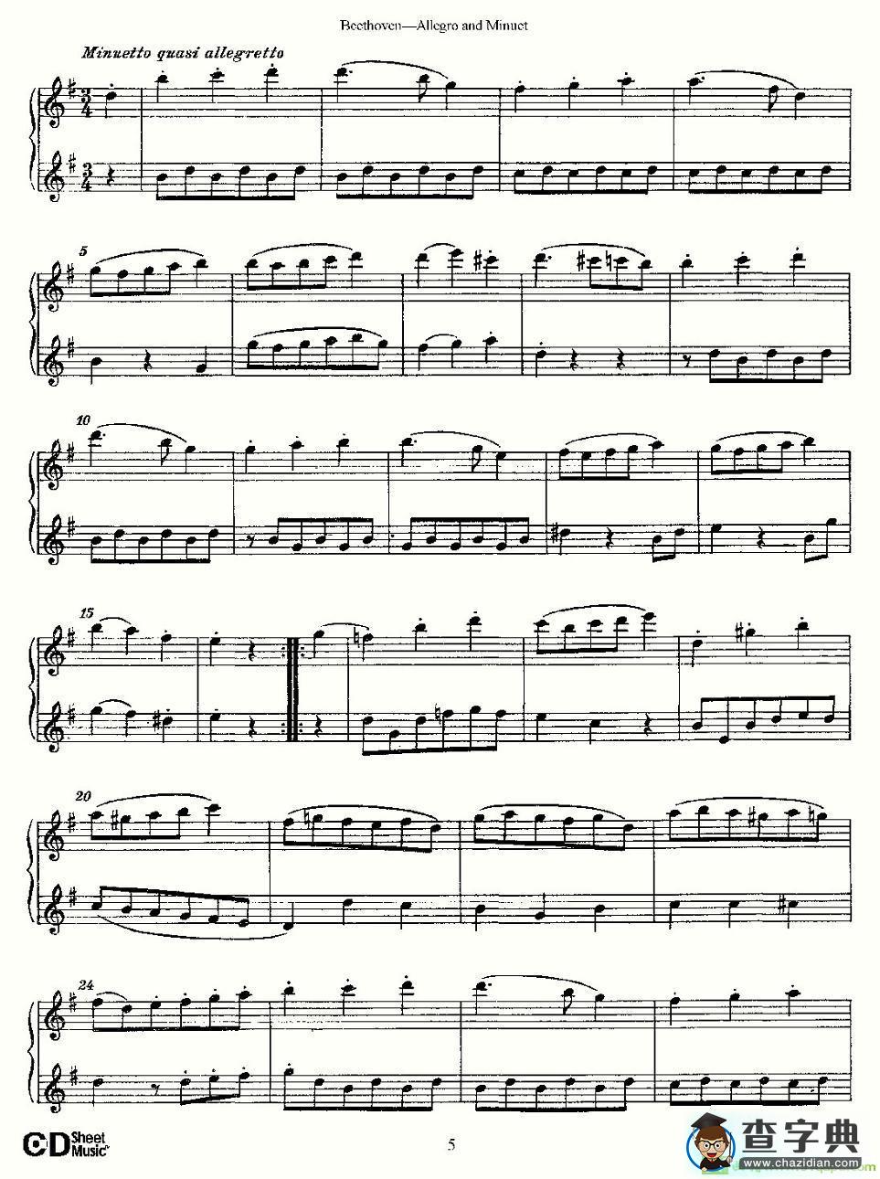 Allegro and Minuet长笛谱(Beethoven（贝多芬）作曲)