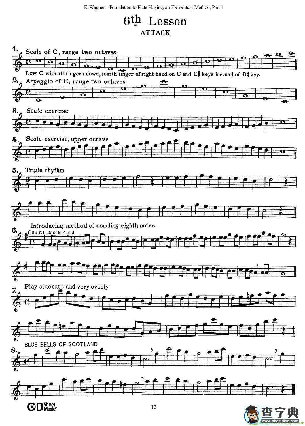 长笛演奏基础教程练习长笛谱(E·Wagner作曲)